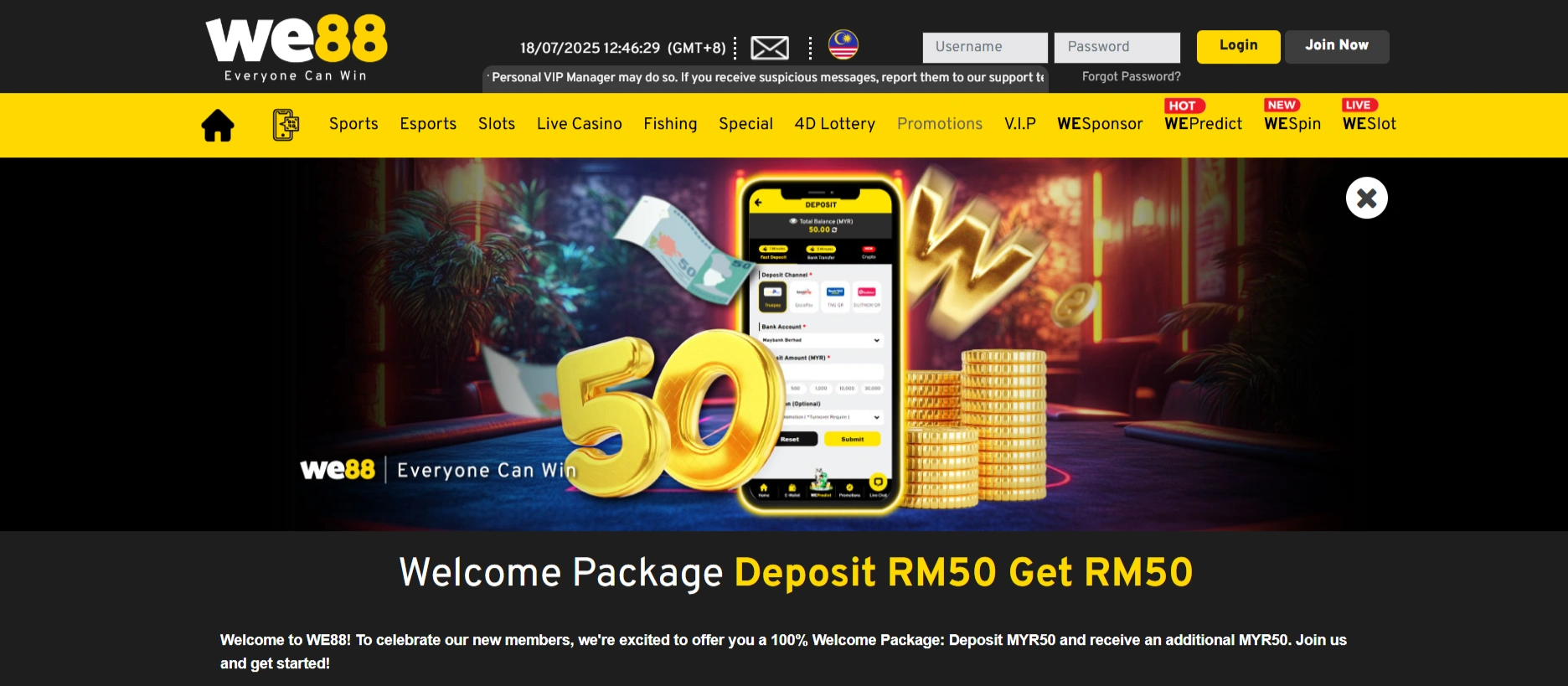 Welcome Bonus for New Players on WE 88 Slot 